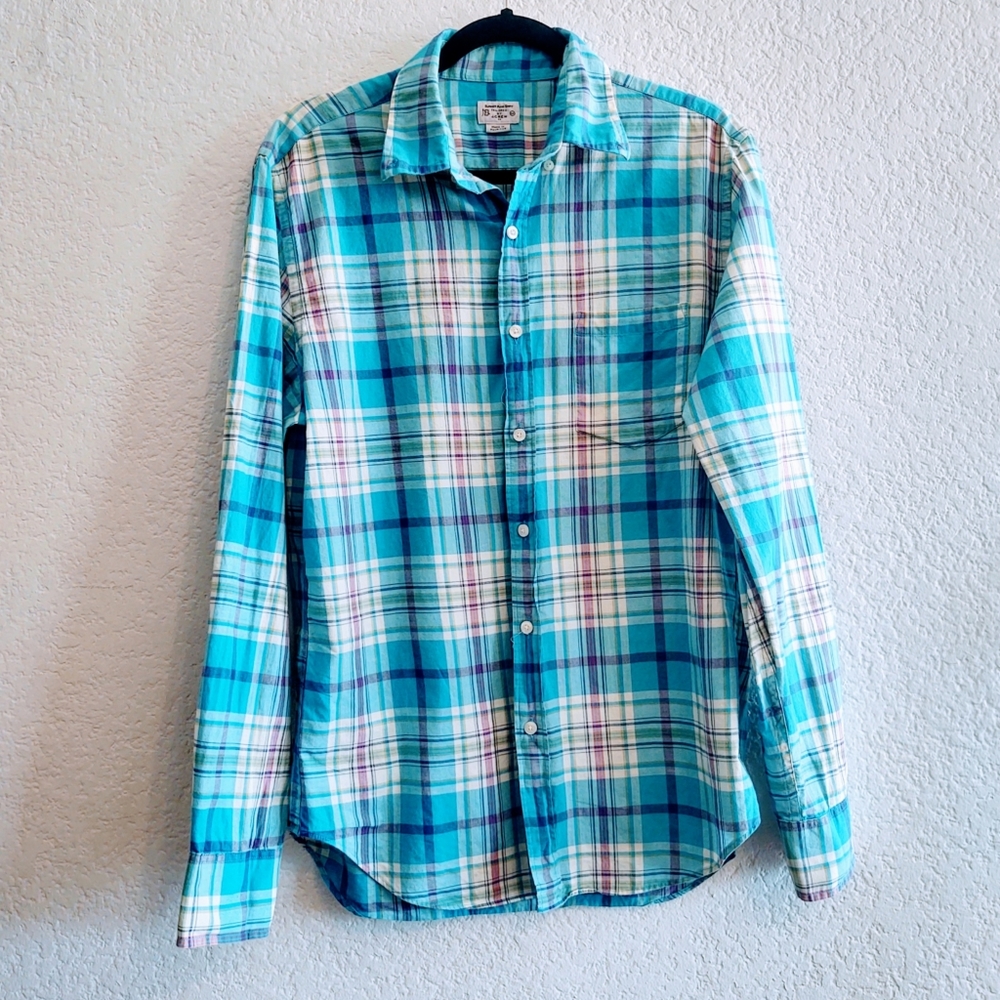 J Crew Summer Plaid Shirt Size Medium